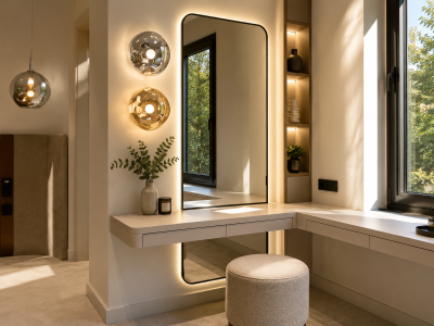 Minimalist makyaj köşesi ve doğal ışık