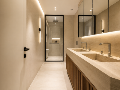 Sıcak Tonlarda Modern Spa Banyosu